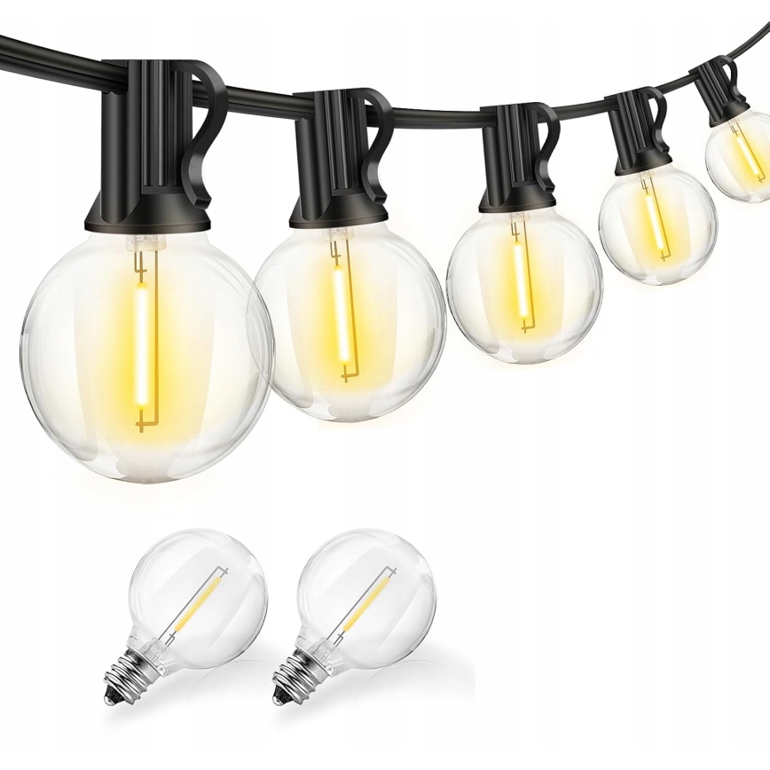 Catena luminosa decorativa LED per esterni 20xE12/1W/230V, 20 m, IP65, nera