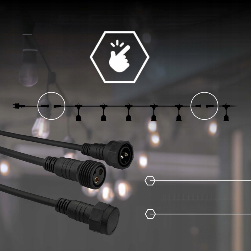 Catena luminosa decorativa LED per esterni 5xE27/1W/230V 5,94 m IP44 nero