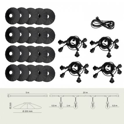 Catena luminosa decorativa per esterni CRETE 20xE27/230V 25m IP44