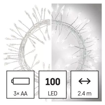 Catena luminosa di Natale a LED 100xLED/3xAA 2,7 m bianco freddo