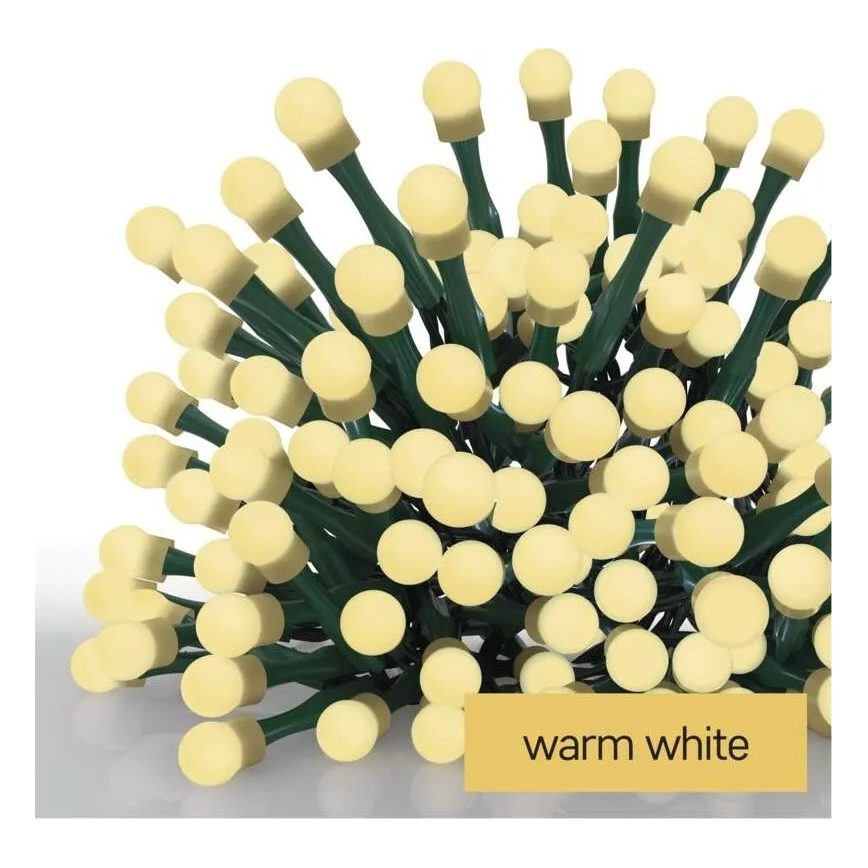 Catena luminosa di Natale a LED, 200 LED, 8 funzioni, 20 m, IP44, bianco caldo