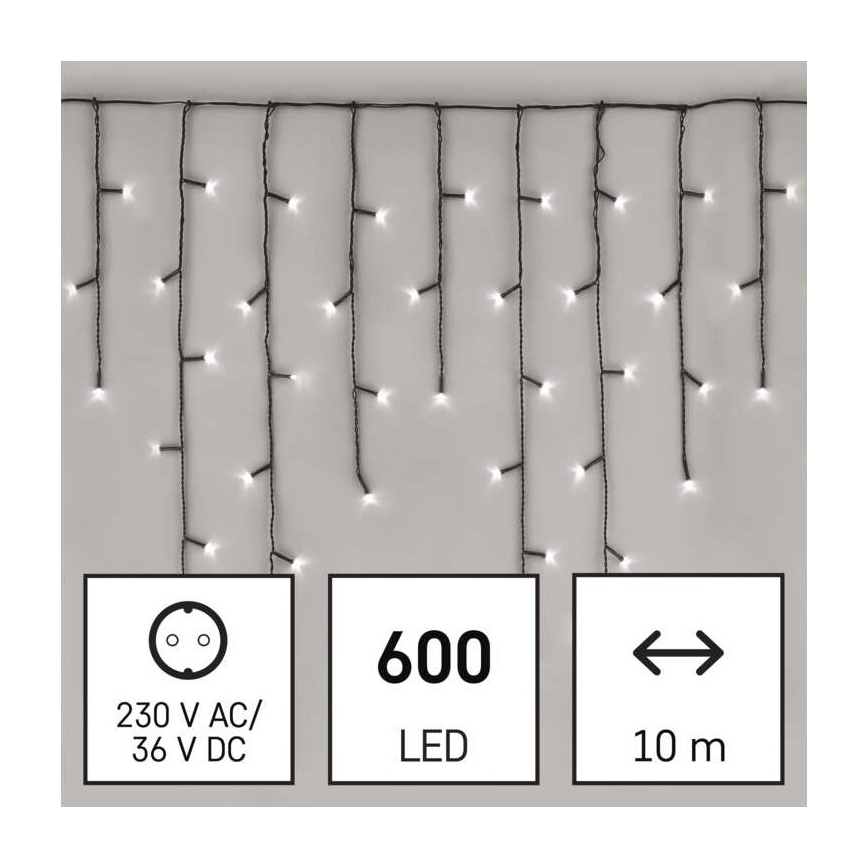 Catena luminosa di Natale LED per esterni 600xLED/8 modalità 15m IP44 bianco freddo