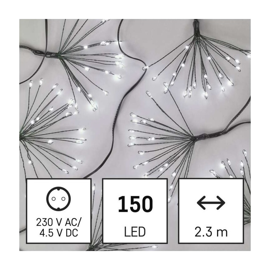 Catena luminosa LED 150 LED/5,35 m, bianco freddo