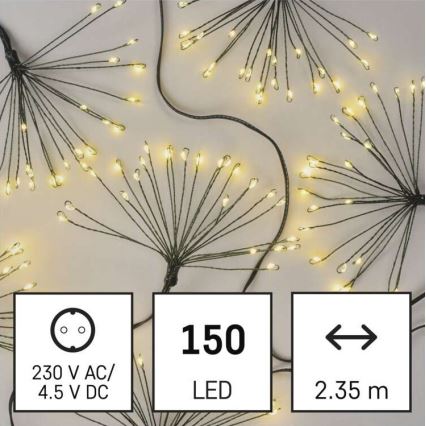 Catena luminosa LED 150 luci / 5,35 m, bianco caldo