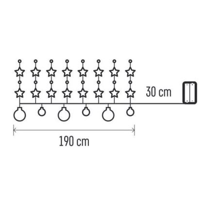 Catena luminosa LED 20 luci, 2x AA, 2,2 m, bianco caldo