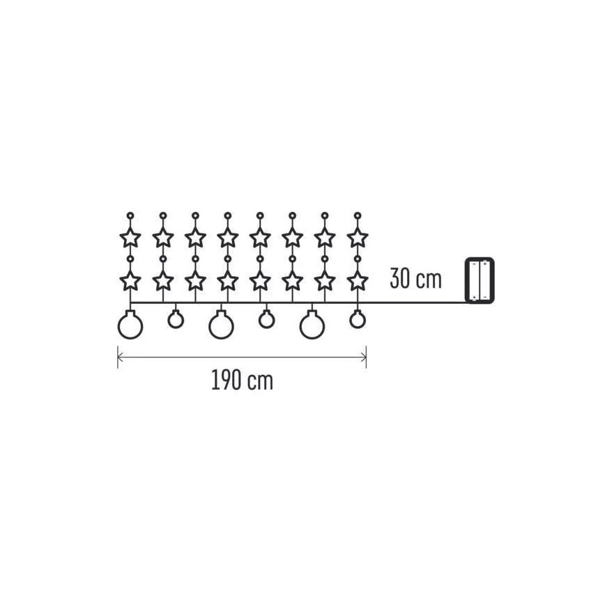 Catena luminosa LED 20 luci, 2x AA, 2,2 m, bianco caldo