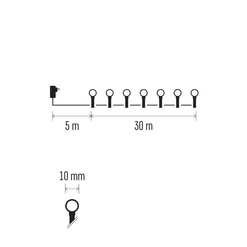 Catena luminosa LED 300xLED/230V/8 funzioni 35m IP44 luce calda