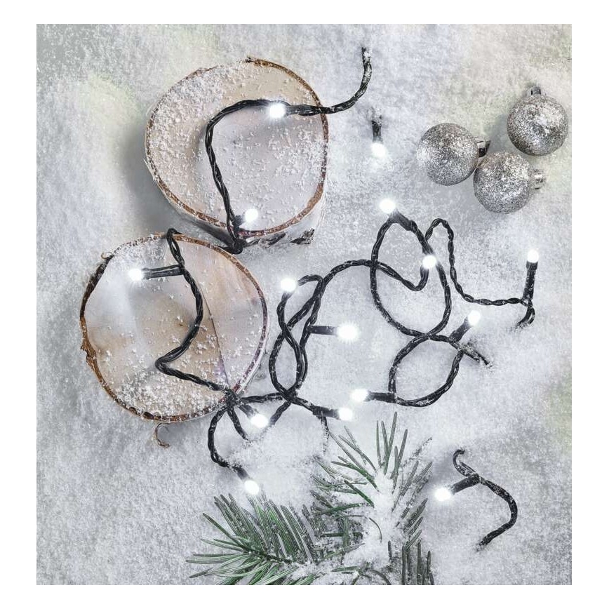 Catena luminosa LED da esterno 180 LED/8 modalità 23 m IP44 bianco freddo