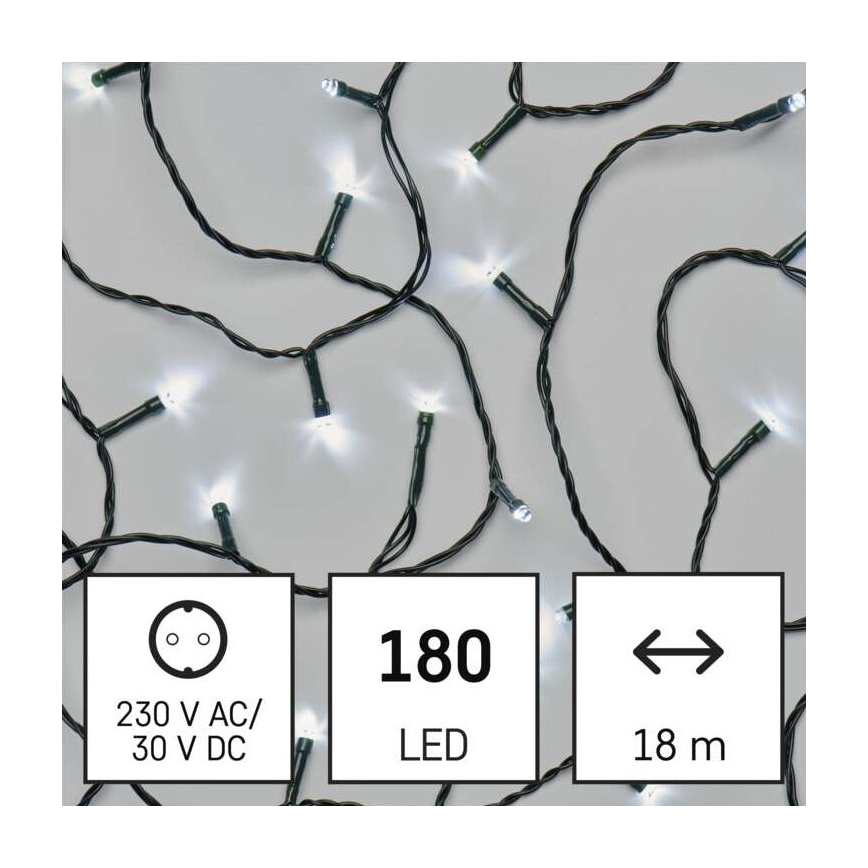 Catena luminosa LED da esterno 180 LED/8 modalità 23 m IP44 bianco freddo
