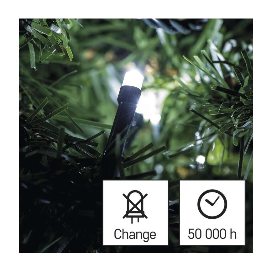 Catena luminosa LED da esterno 180 LED/8 modalità 23 m IP44 bianco freddo