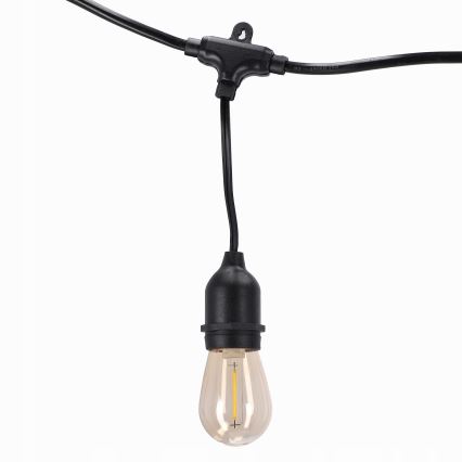Catena luminosa LED da esterno 20xE27/1W/230V 11,44 m IP44 nera