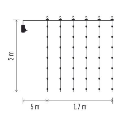 Catena luminosa LED da esterno 240 LED/8 funzioni 6,7 m IP44 bianco caldo