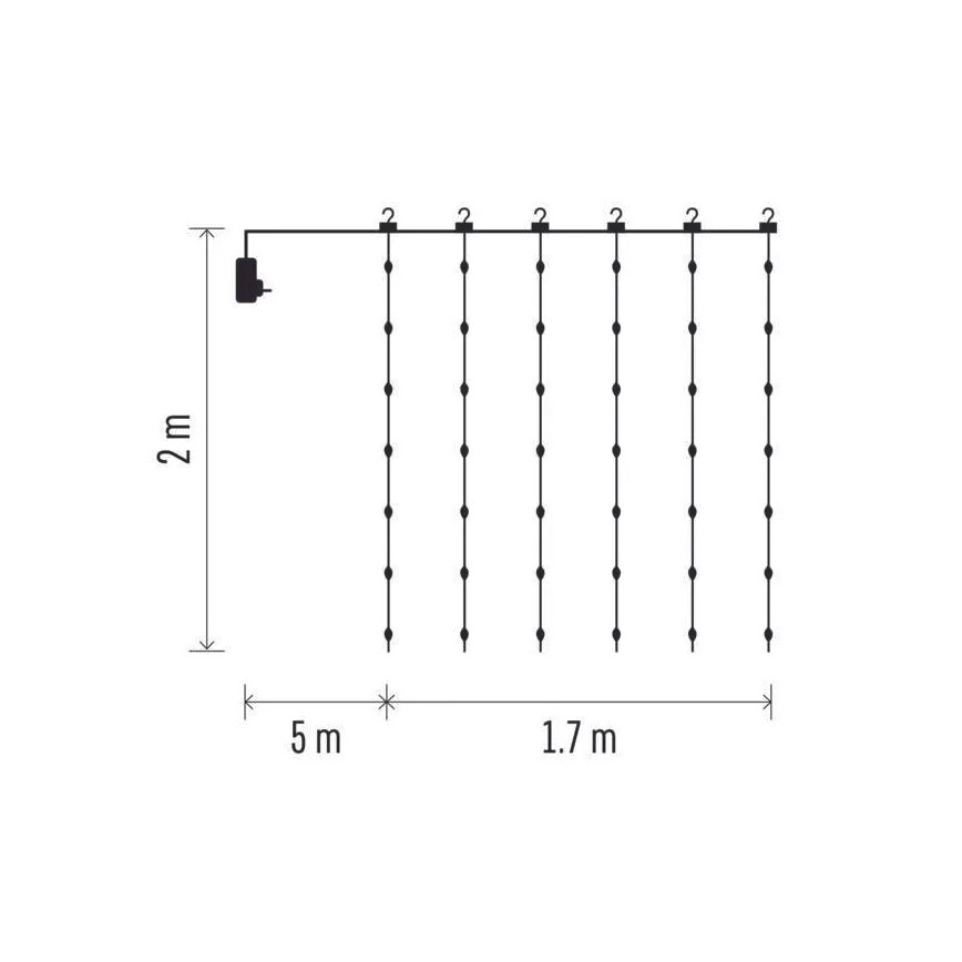 Catena luminosa LED da esterno 240 LED/8 funzioni 6,7 m IP44 bianco caldo