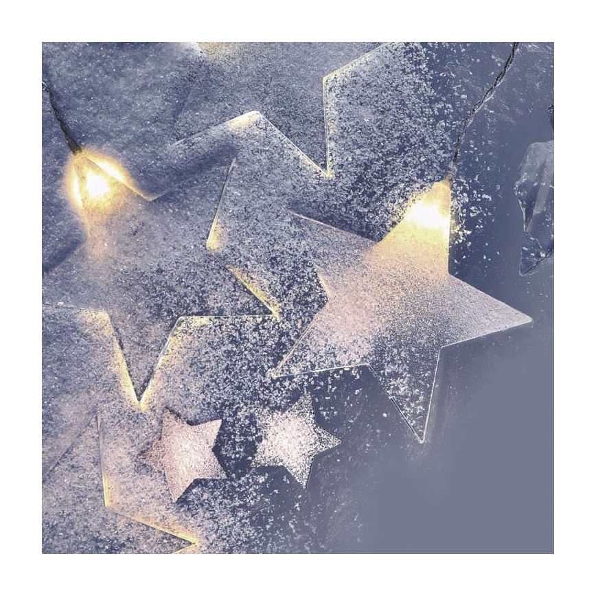 Catena luminosa LED da esterno 30 LED, 3,9 m, IP44, a forma di stelle