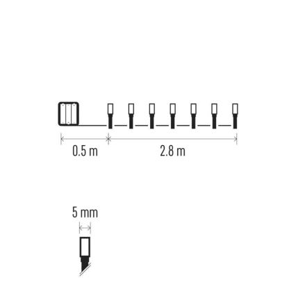 Catena luminosa LED da esterno 40 LED / 3 batterie AA 3,3 m IP44 bianco freddo