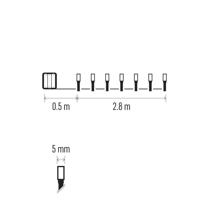 Catena luminosa LED da esterno 40 LED / 3 batterie AA 3,3 m IP44 bianco freddo
