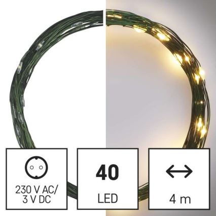 Catena luminosa LED da esterno 40xLED/9m IP44 bianco caldo