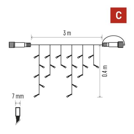 Catena luminosa LED da esterno 50xLED/3x0,4m IP44 bianco freddo
