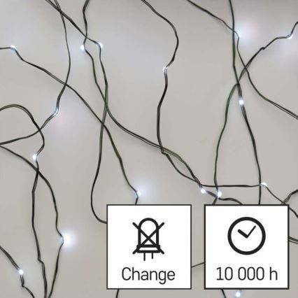 Catena luminosa LED da esterno, 75 LED su 12,5 m, IP44, bianco freddo