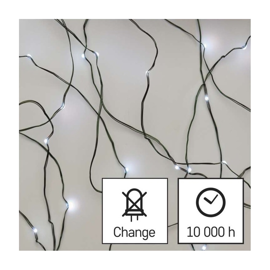 Catena luminosa LED da esterno, 75 LED su 12,5 m, IP44, bianco freddo