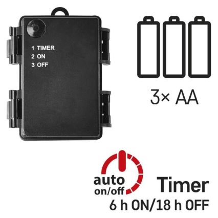 Catena luminosa LED da esterno 80xLED/3xAA 6,1 m IP44 bianco caldo