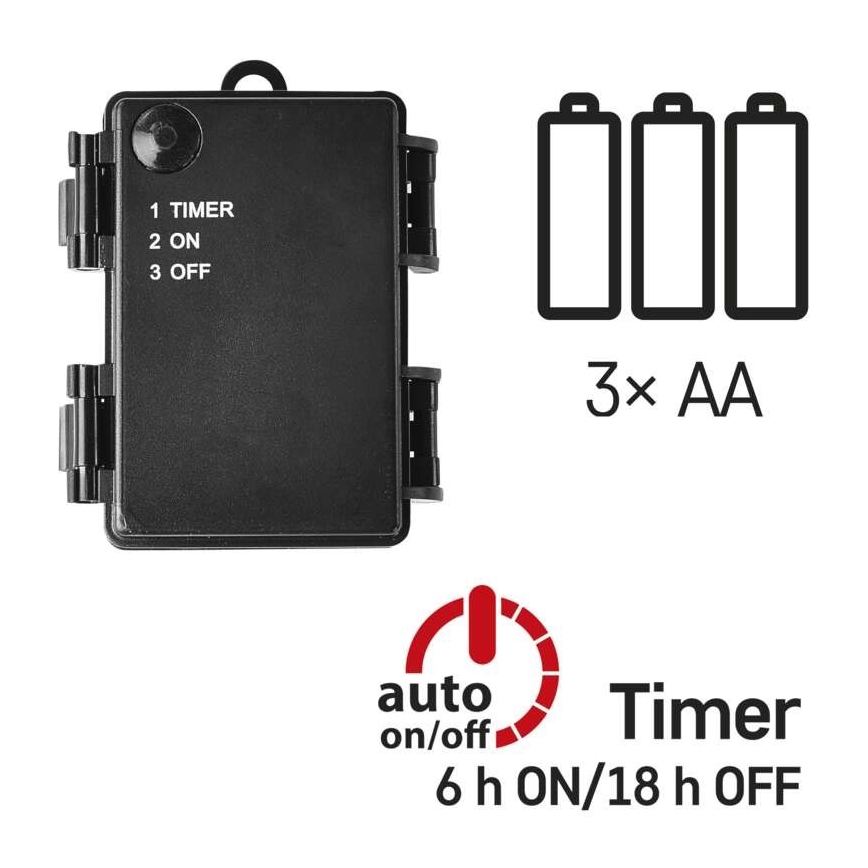 Catena luminosa LED da esterno 80xLED/3xAA 6,1 m IP44 bianco caldo