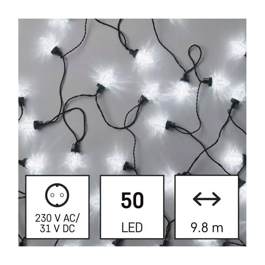 Catena luminosa LED da esterno per Natale 50 LED/8 funzioni 14,8 m IP44 bianco freddo
