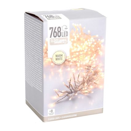 Catena luminosa LED da esterno per Natale 768xLED/230V/8 funzioni 8,5 m IP44 bianco caldo