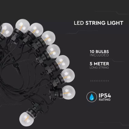 Catena luminosa LED da esterno STRING 10xLED/0,60W/230V IP44 5m