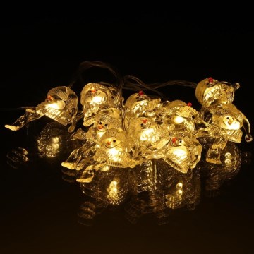 Catena luminosa LED natalizia 10× LED / alimentata da 2× batterie AA / bianco caldo / 1,65 m / con pupazzi di neve