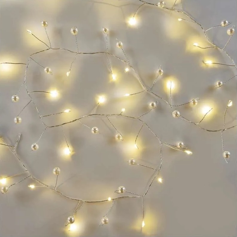 Catena luminosa LED natalizia, 40 LED, 1,5 m, alimentazione 3x AA, bianco caldo