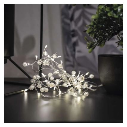 Catena luminosa LED natalizia, 40 LED, 1,5 m, alimentazione 3x AA, bianco caldo