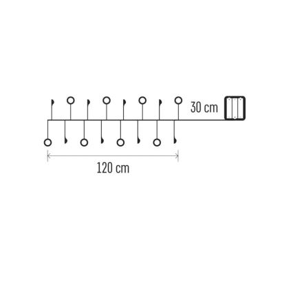 Catena luminosa LED natalizia, 40 LED, 1,5 m, alimentazione 3x AA, bianco caldo