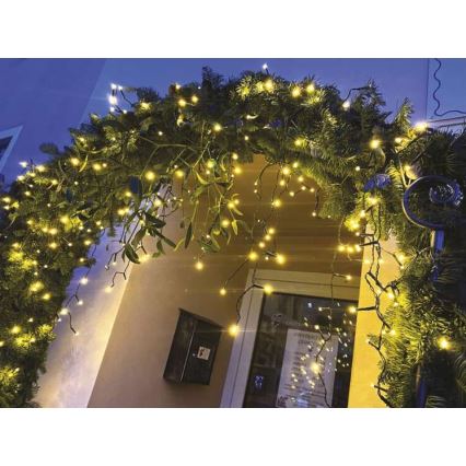 Catena luminosa LED natalizia da esterno 200 LED/8 modalità 8,6 m IP44 bianco caldo