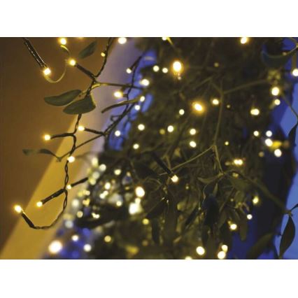 Catena luminosa LED natalizia da esterno 200 LED/8 modalità 8,6 m IP44 bianco caldo