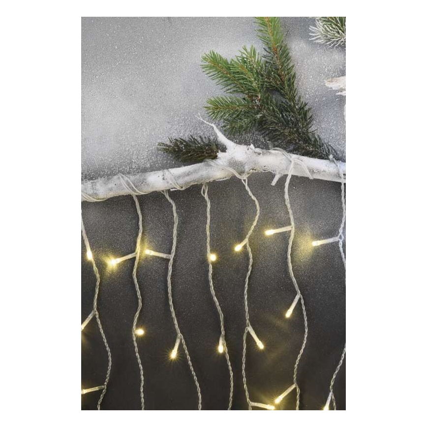 Catena luminosa LED natalizia da esterno 300xLED/8 modalità 10m IP44 bianco caldo + telecomando