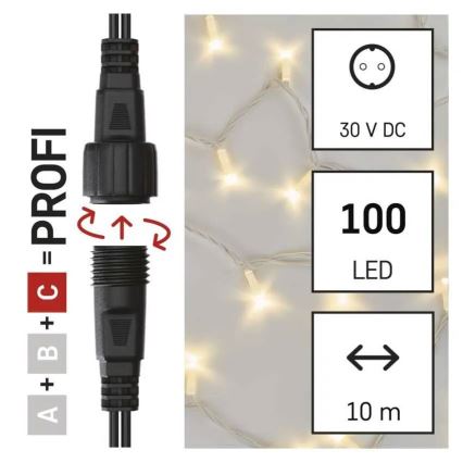 Catena luminosa LED per esterni 100 LED/10 m IP44, bianco caldo