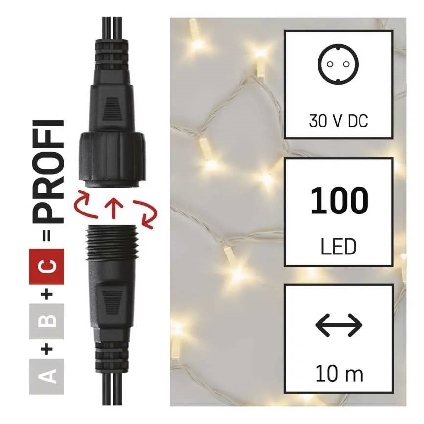 Catena luminosa LED per esterni 100 LED/10 m IP44, bianco caldo