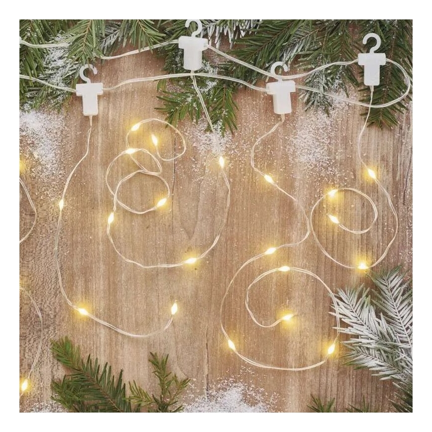 Catena luminosa LED per esterni 100 LED / 8 funzioni, 7,9 x 0,7 m, IP44, bianco caldo