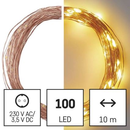 Catena luminosa LED per esterni 100xLED/15m IP44, bianco caldo