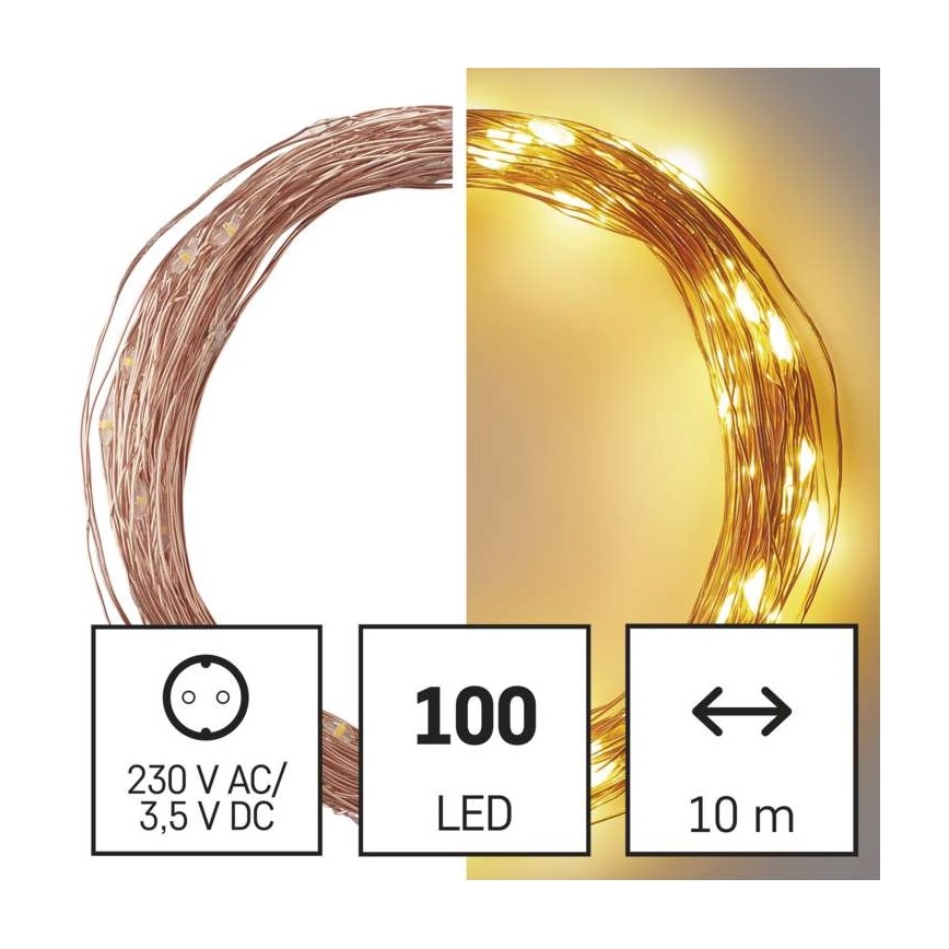 Catena luminosa LED per esterni 100xLED/15m IP44, bianco caldo