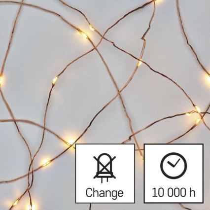 Catena luminosa LED per esterni 100xLED/15m IP44, bianco caldo