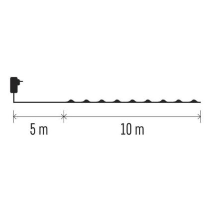 Catena luminosa LED per esterni 100xLED/15m IP44, bianco caldo