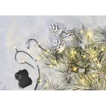 Catena luminosa LED per esterni, 120 LED (3xAA), 8,9 m, IP44, bianco caldo