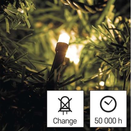 Catena luminosa LED per esterni, 120 LED (3xAA), 8,9 m, IP44, bianco caldo