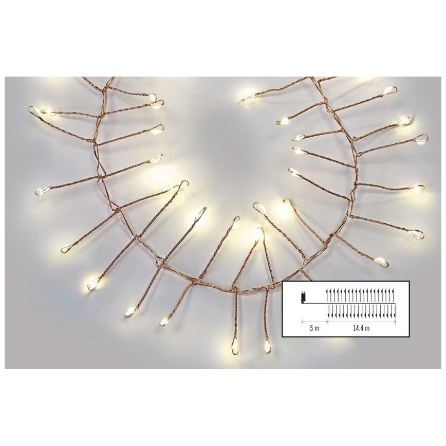 Catena luminosa LED per esterni 1440xLED/8 funzioni 14,4m IP44 bianco caldo