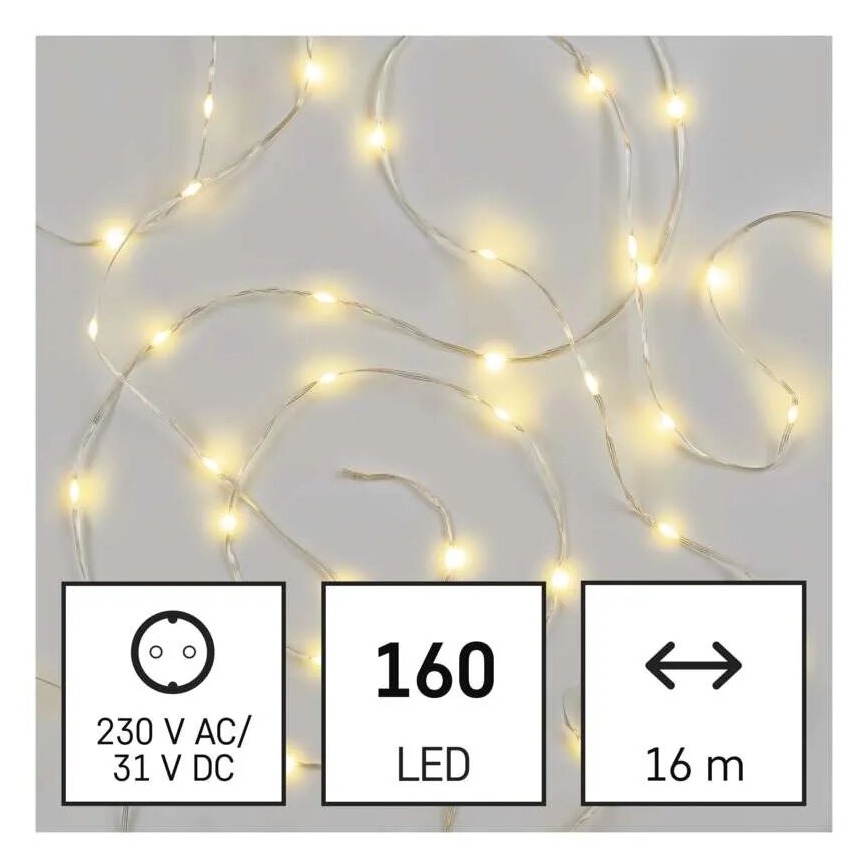 Catena luminosa LED per esterni 160 LED/21 m IP44 bianco caldo