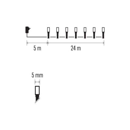 Catena luminosa LED per esterni 240 LED, 8 modalità, 29 m, IP44, bianco caldo