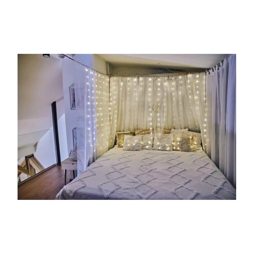 Catena luminosa LED per esterni 300xLED/8 funzioni 5,9 m IP44 bianco caldo