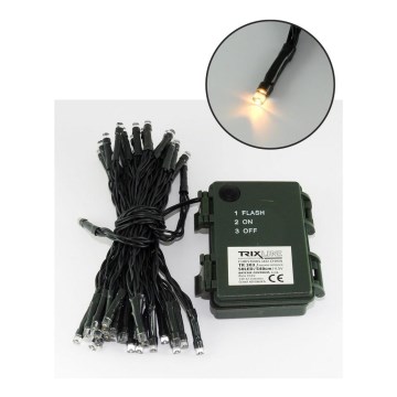 Catena luminosa LED per esterni, 50 LED, 2 funzioni, 5,4 m, IP44, bianco caldo